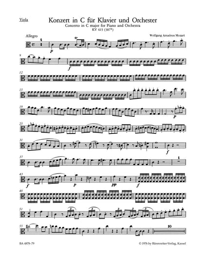 Concerto For Piano And Orchestra No. 13 In C Major K. 415 (387B)
