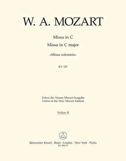 Missa In C Major K. 337 "Missa Solemnis"