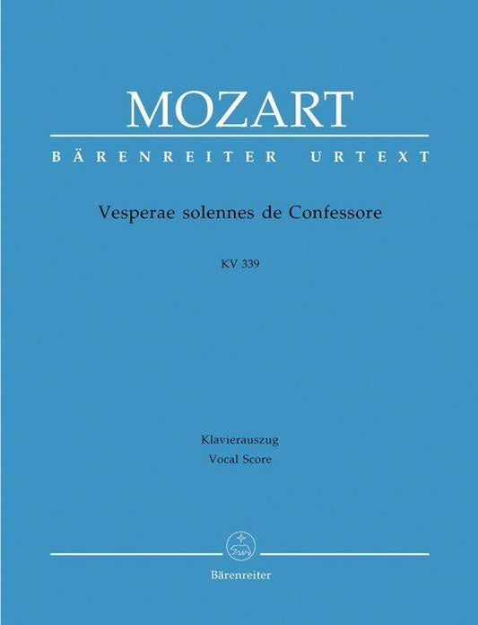 Mozart Vesperae Solennes de Confessore Vocal Score K. 339, Arranged by Martin Focke, Publisher Barenreiter, 66 Pages