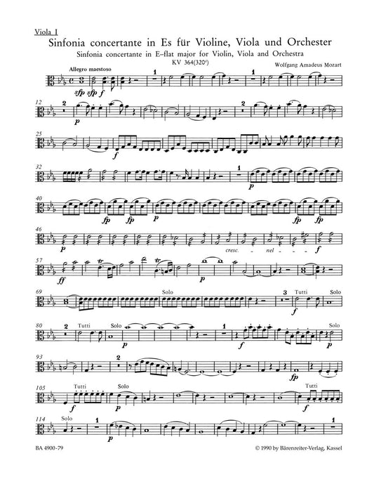 Sinfonia Concertante E Flat K 364 Viola Sheet Music