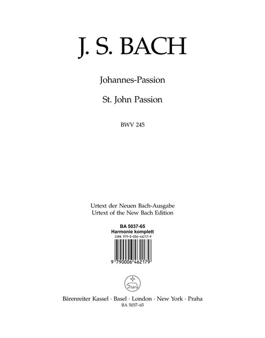 St John Passion Wind Set - Full Orchestra Sheet Music
