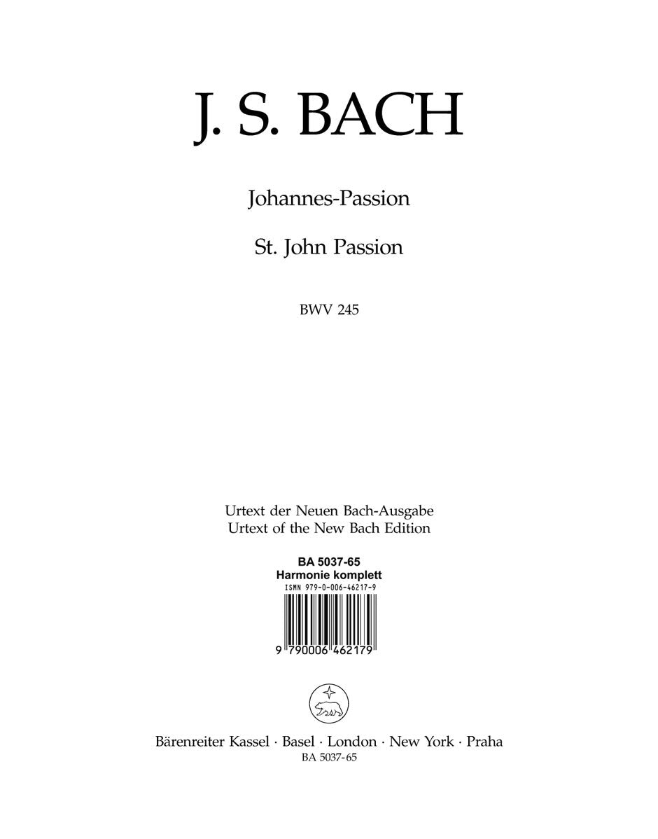 St John Passion Full Orchestra Sheet Music