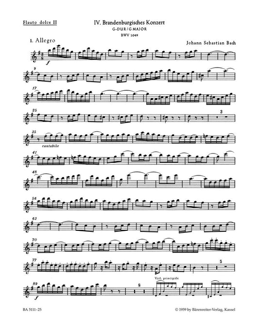 Brandenburg Concerto No. 4 In G Major BWV 1049