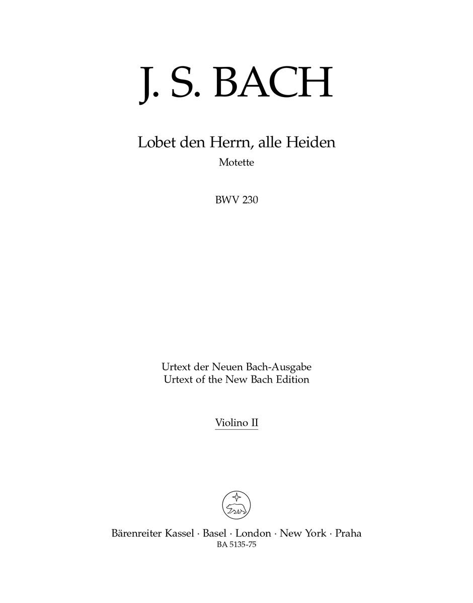 Lobet Den Herrn, Alle Heiden BWV 230