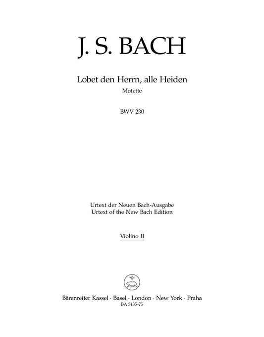 Lobet Den Herrn, Alle Heiden BWV 230