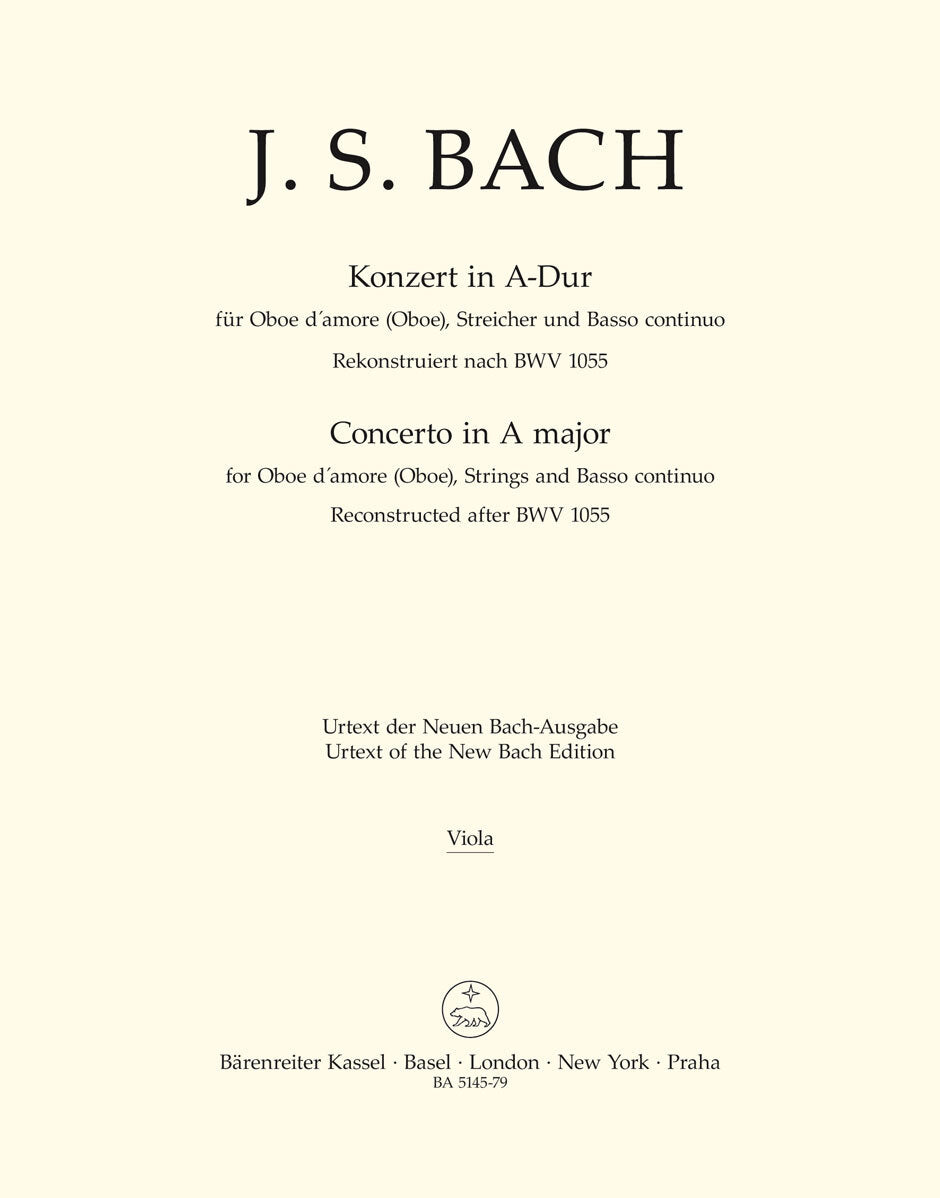 Concerto For Oboe D'Amore (Oboe), Strings And Basso Continuo In A Major