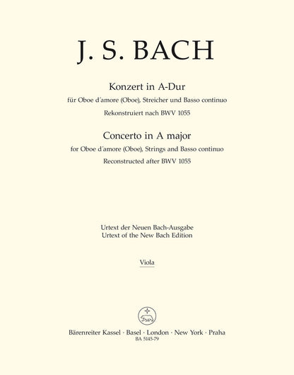 Concerto For Oboe D'Amore (Oboe), Strings And Basso Continuo In A Major