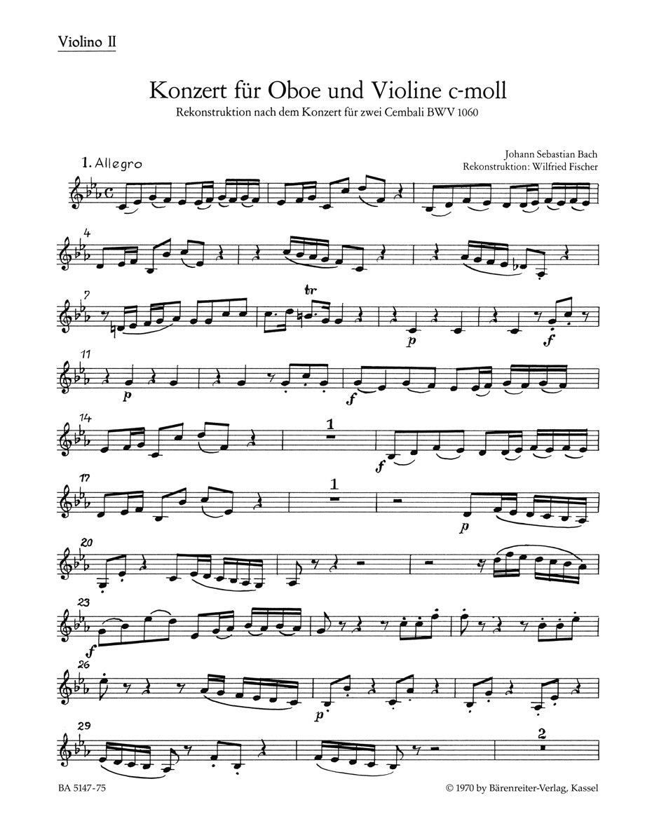 Concerto For Oboe, Violin, Strings And Basso Continuo In C Minor