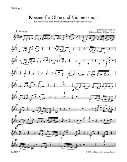 Concerto For Oboe, Violin, Strings And Basso Continuo In C Minor