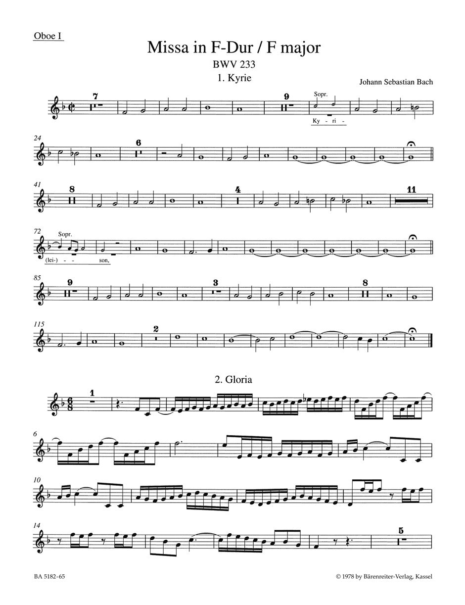 Mass In F Major BWV 233 "Lutheran Mass 1"