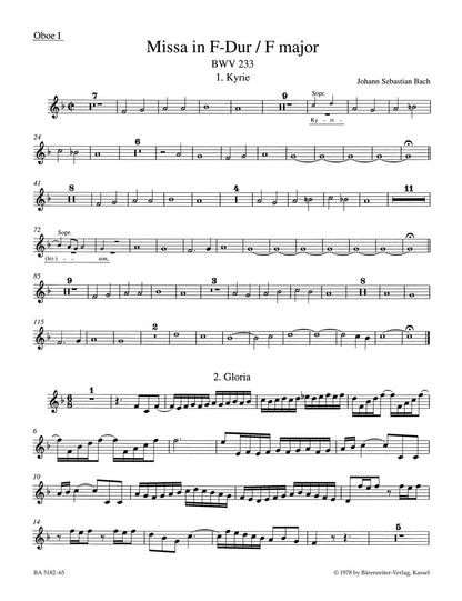 Mass In F Major BWV 233 "Lutheran Mass 1"