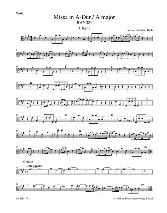 Mass In A Major BWV 234 "Lutheran Mass 2"