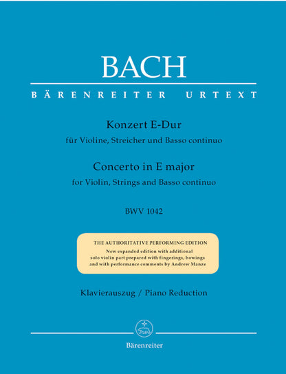 Bach Violin Concerto in E BWV 1042 Urtext Edition for Violin and Piano