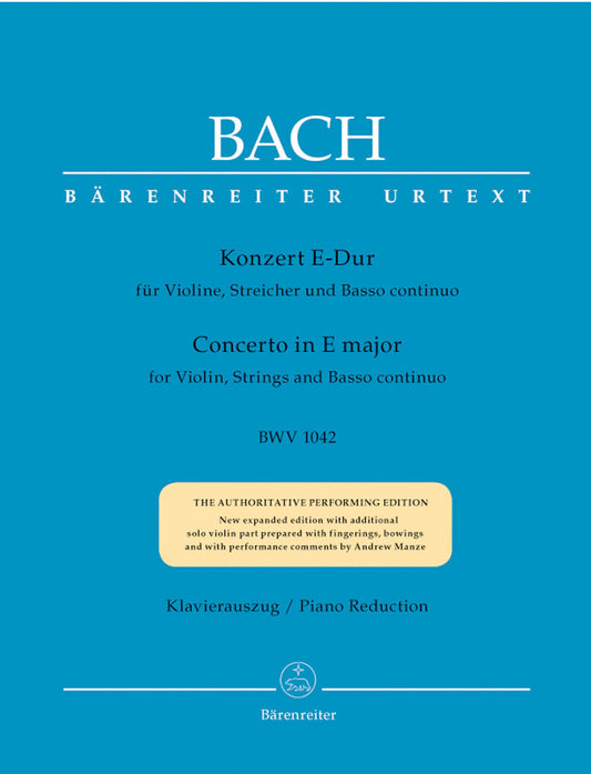 Bach Violin Concerto in E BWV 1042 Urtext Edition for Violin and Piano