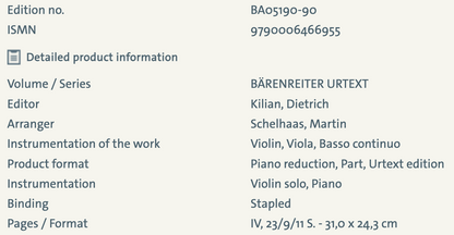 Bach Violin Concerto in E BWV 1042 Urtext Edition for Violin and Piano — view 2