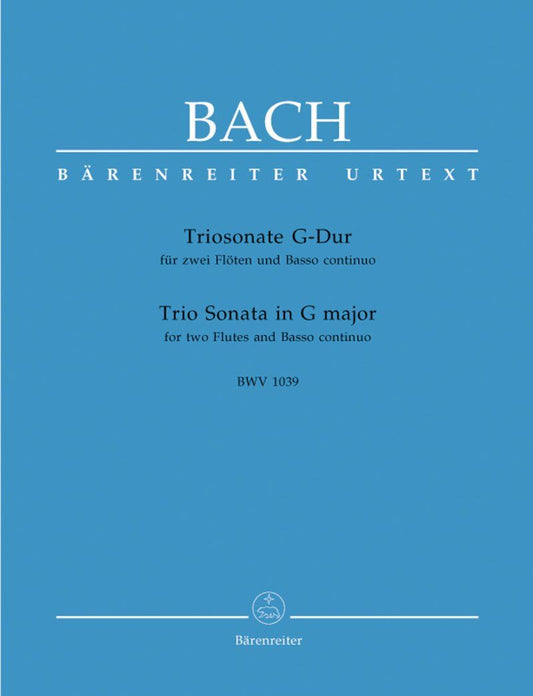 Bach Trio Sonata in G Major BWV 1039 for 2 Flutes and Bass Continuo, Barenreiter, 48 Pages, Urtext Series