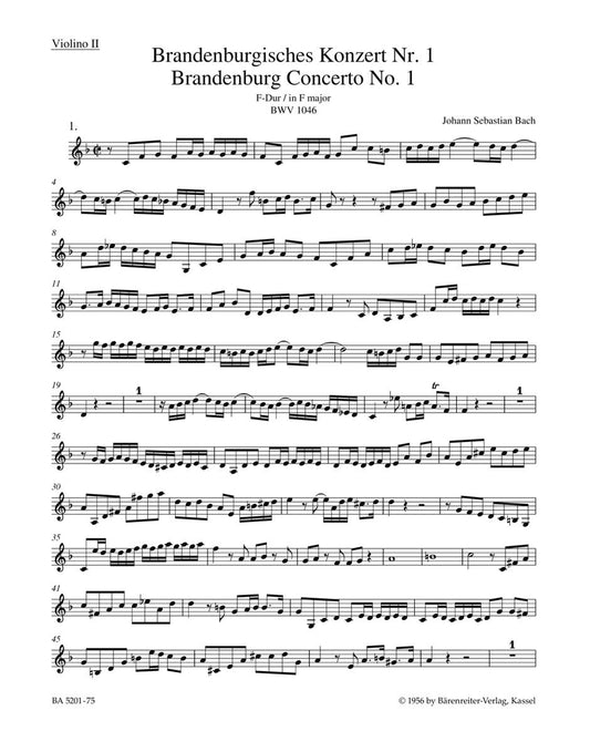 Brandenburg Concerto No 1 New Edition Violin Sheet Music