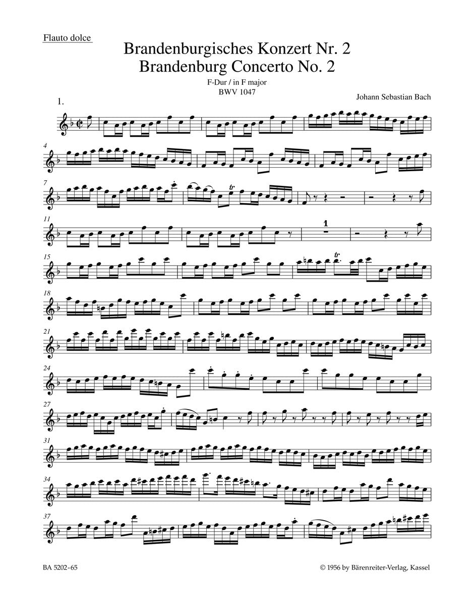 Brandenburg Concerto No 2 in F Wind Sheet Music New Edition