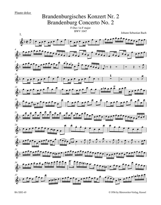 Brandenburg Concerto No 2 in F Cemb New Edition Full Orchestra Sheet Music
