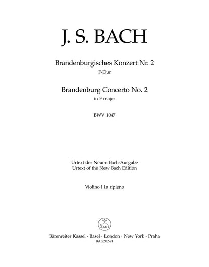 Brandenburg Concerto No 2 in F for Violin 2 New Edition