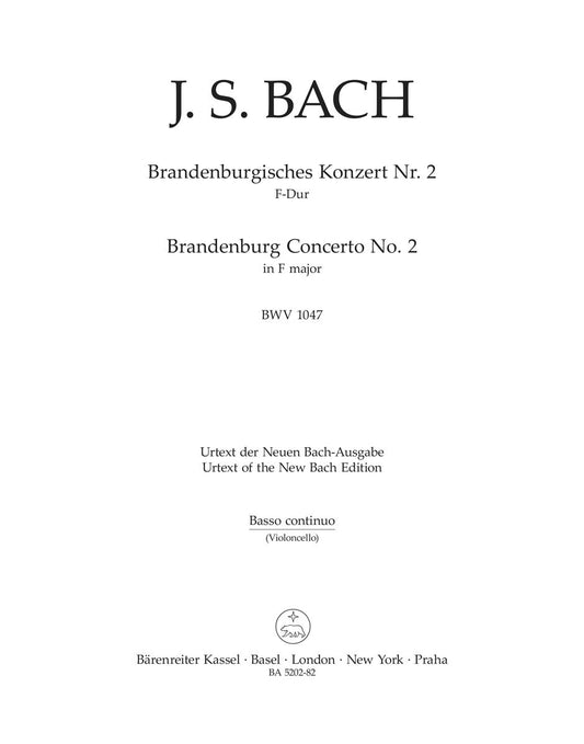 Brandenburg Concerto No 2 in F for Cello - New Edition