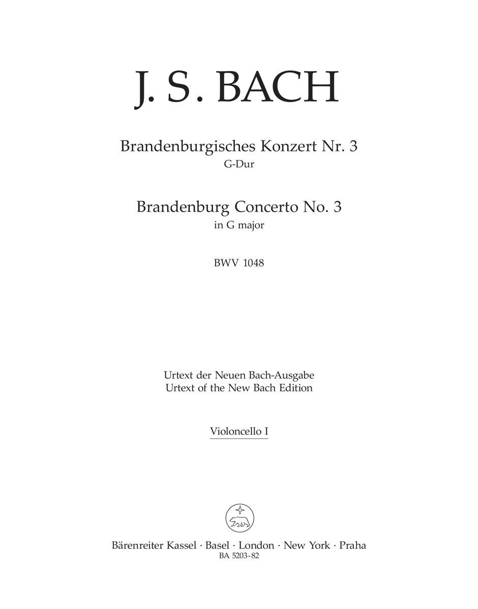 Brandenburg Concerto No 3 Cello Sheet Music New Edition VC 2/3