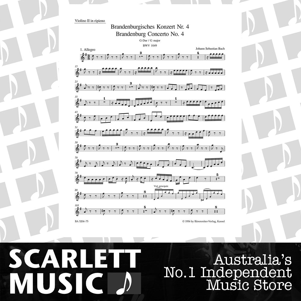 Brandenburg Concerto No 4 Violin Sheet Music New Edition — view 2