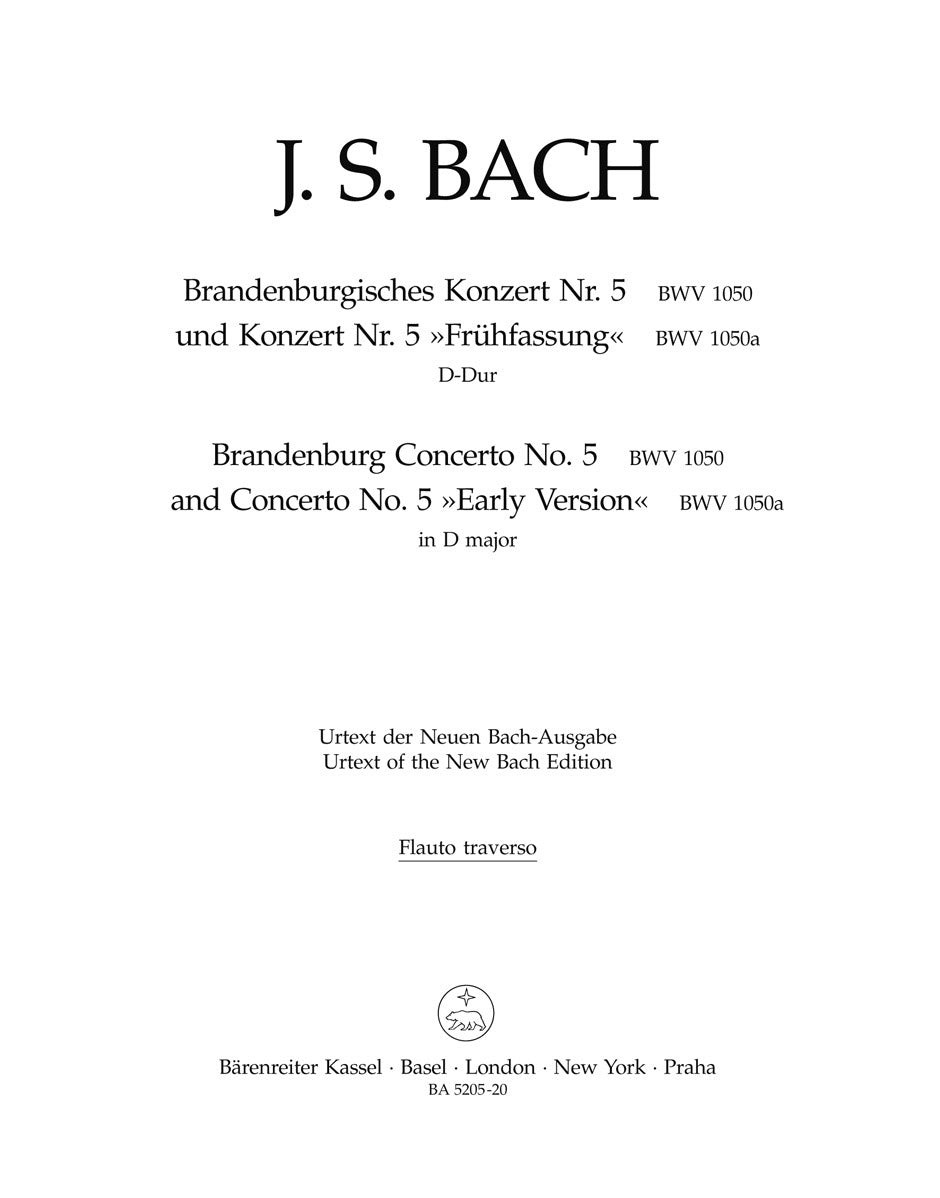 Brandenburg Concerto No 5 Solo Flute New Edition