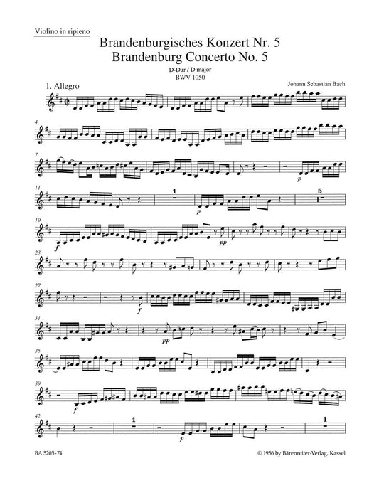 Brandenburg Concerto No 5 Violin Sheet Music New Edition