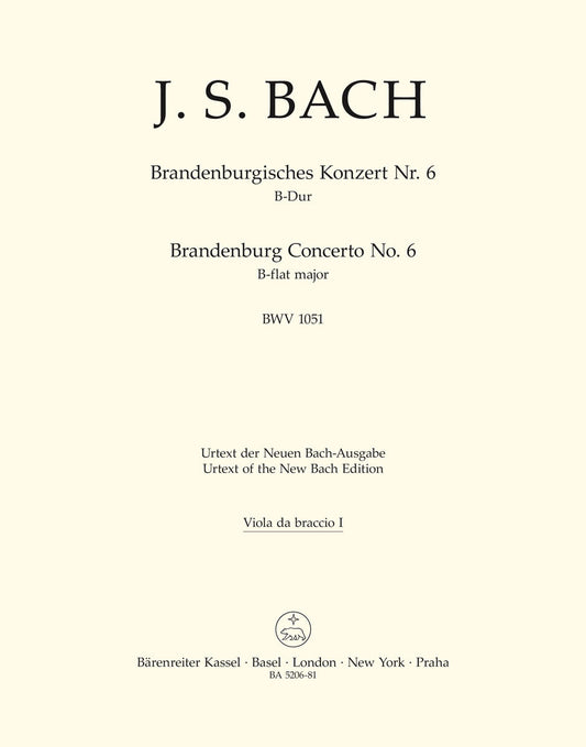 Brandenburg Concerto No 6 Viola da Braccia 1 Sheet Music