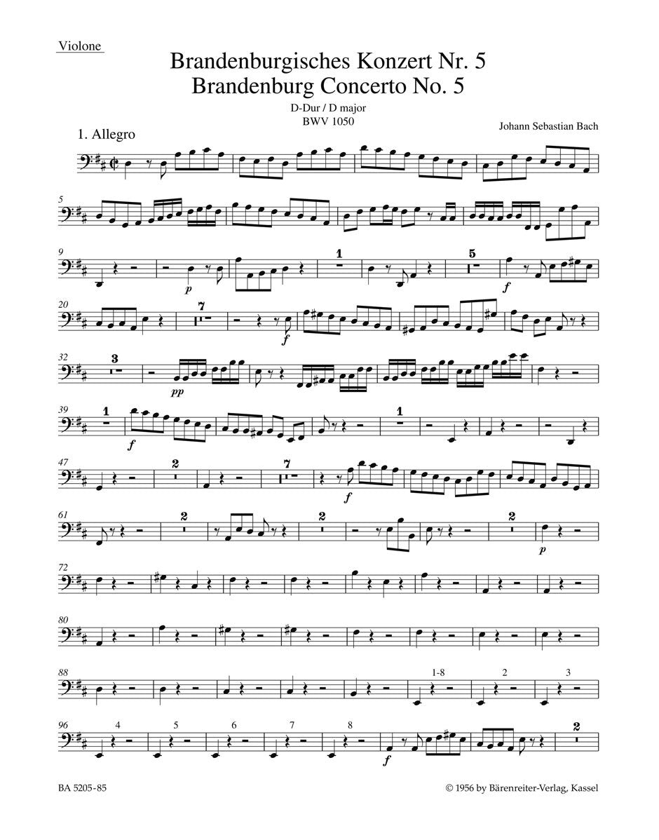 Brandenburg Concerto No 6 New Edition Full Score