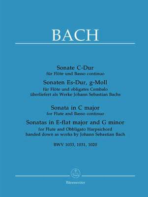 Flute Sonatas in C, B-flat, and G Minor for Flute/Piano by Johann Sebastian Bach