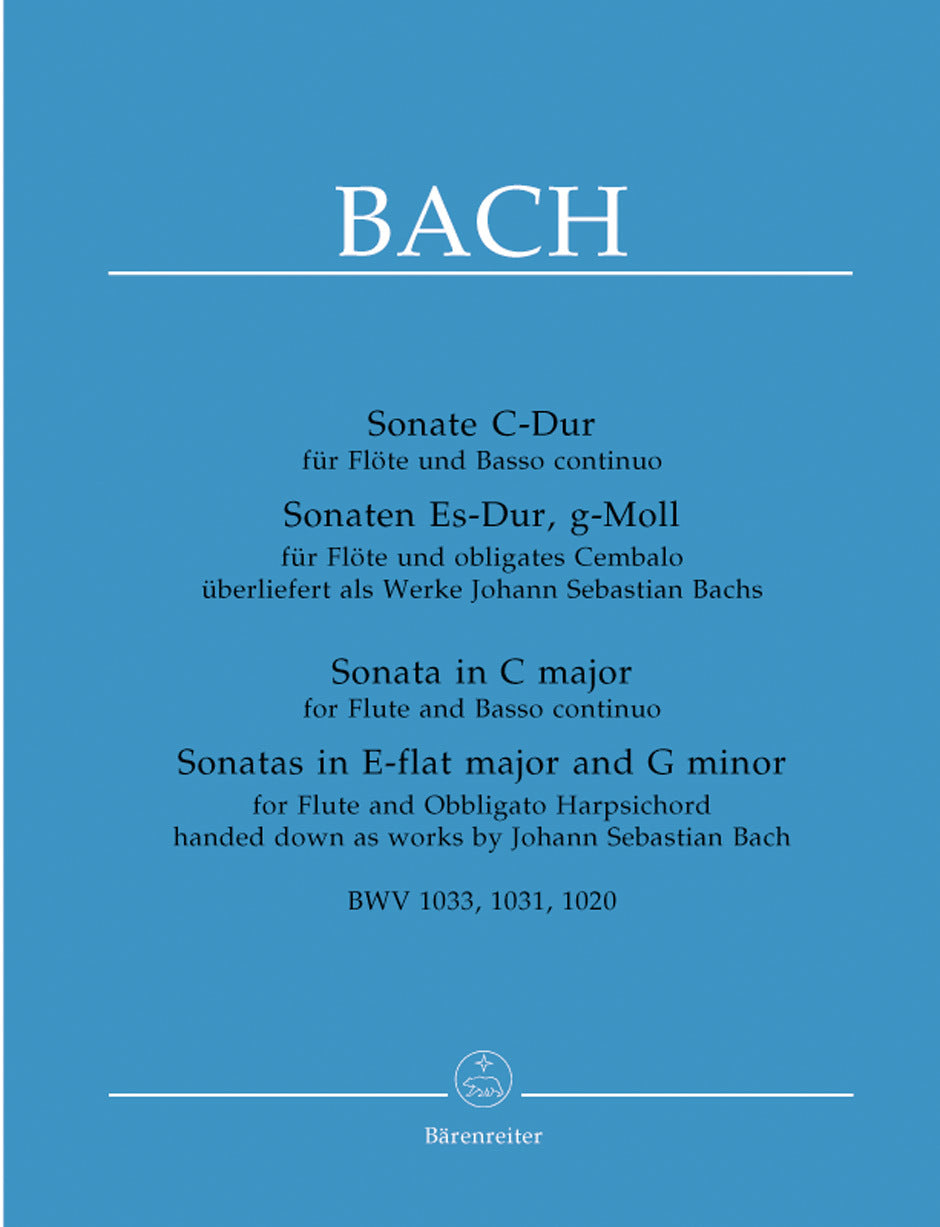 Sonata In C Major For Flute And Basso Continuo / Sonatas In E-Flat Major And G Minor For Flute And Obbligato Harpsichord BWV 1033, 1031, 1020
