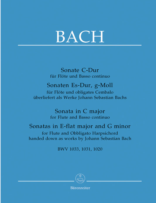 Sonata In C Major For Flute And Basso Continuo / Sonatas In E-Flat Major And G Minor For Flute And Obbligato Harpsichord BWV 1033, 1031, 1020