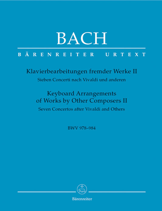 Keyboard Arrangements Of Works By Other Composers Ii BWV 978-984