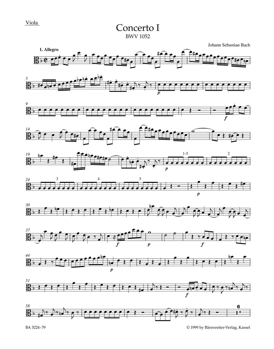 Concerto For Harpsichord And Strings No. 1 In D Minor BWV 1052