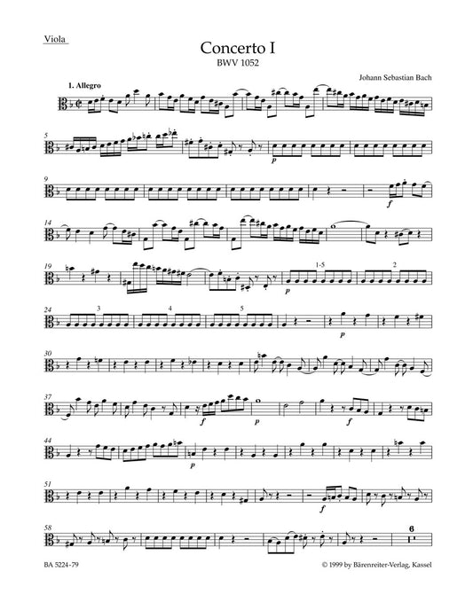 Concerto For Harpsichord And Strings No. 1 In D Minor BWV 1052