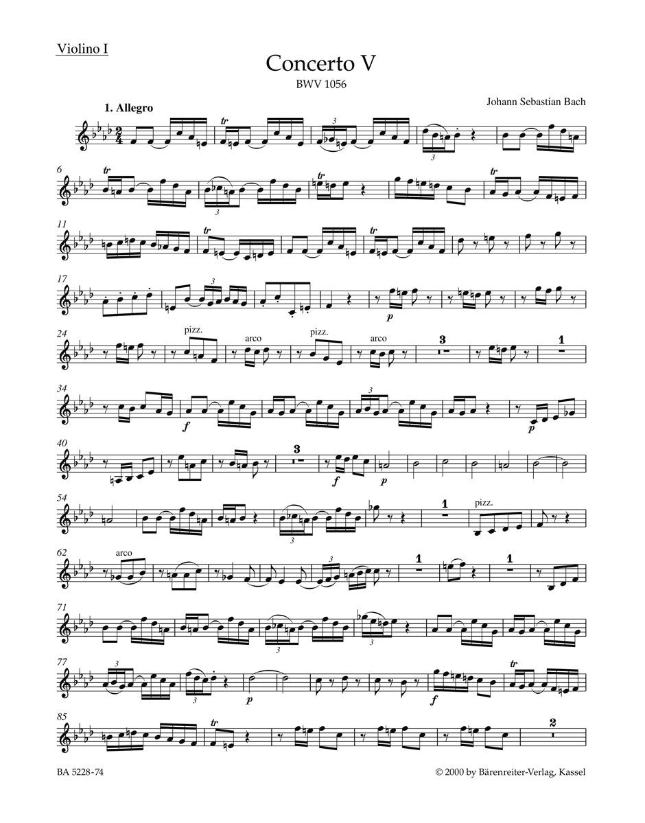 Concerto For Harpsichord And Strings No. 5 In F Minor BWV 1056