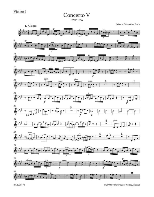 Concerto For Harpsichord And Strings No. 5 In F Minor BWV 1056