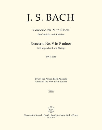 Concerto For Harpsichord And Strings No. 5 In F Minor BWV 1056