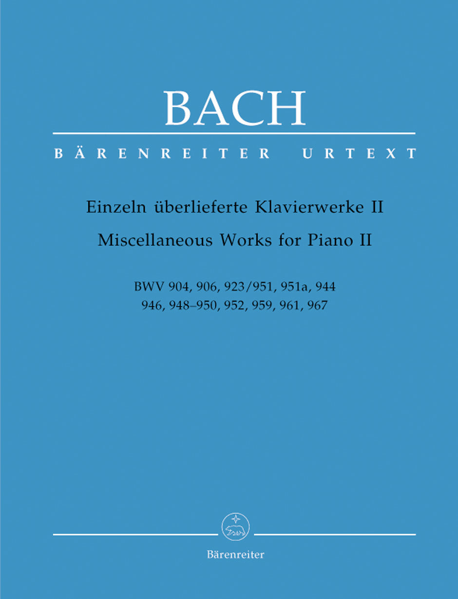 Miscellaneous Works For Piano Ii BWV 904, 906, 923/951, 951A, 944, 946, 948-950, 952, 959, 961, 967