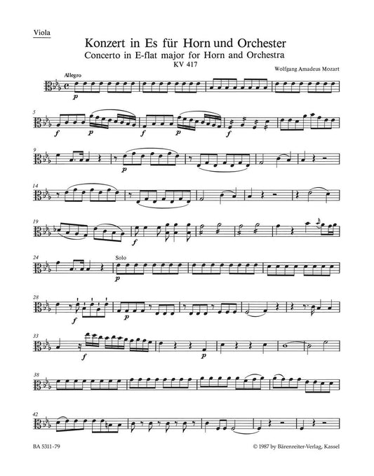Concerto For Horn Und Orchestra No. 2 In E-Flat Major K. 417