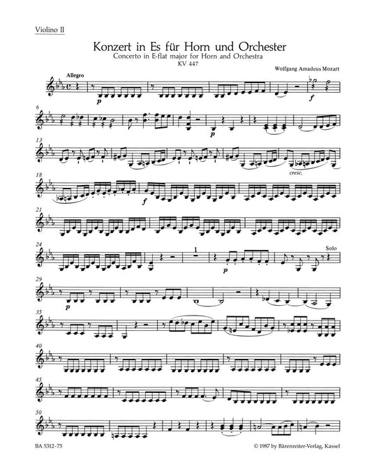 Concerto For Horn And Orchestra No. 3 In E-Flat Major K. 447
