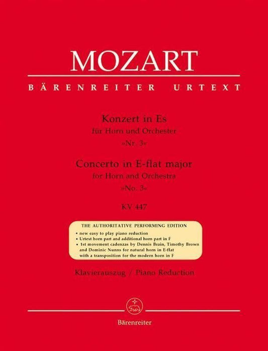 Mozart Concerto No. 3 in E Flat K 447 for French Horn and Piano, Barenreiter, 35 Pages, Arranged by Martin Schelhaas