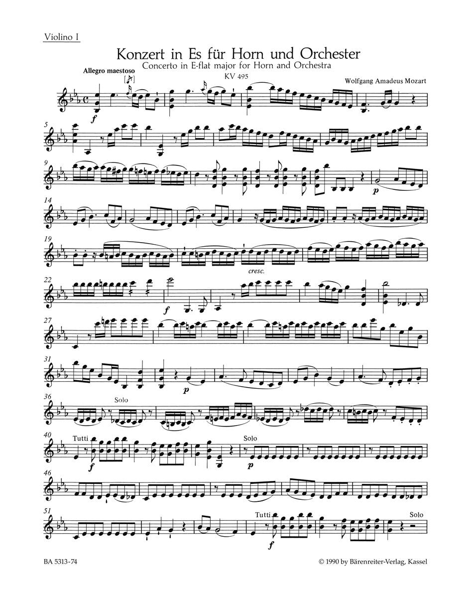 Concerto For Horn And Orchestra No. 4 In E-Flat Major K. 495