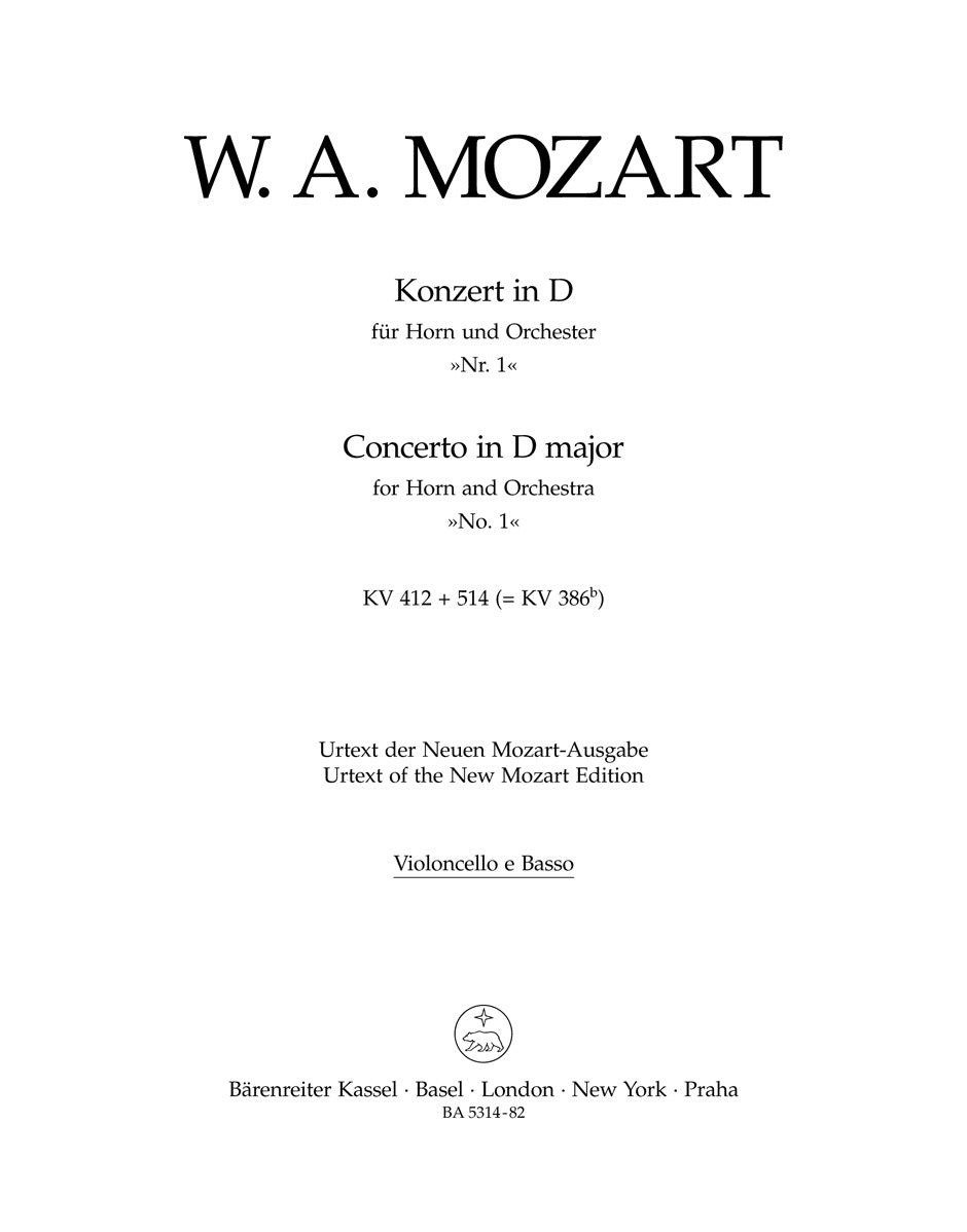 Concerto For Horn And Orchestra No. 1 In D Major K. 412 + 514 (386B)