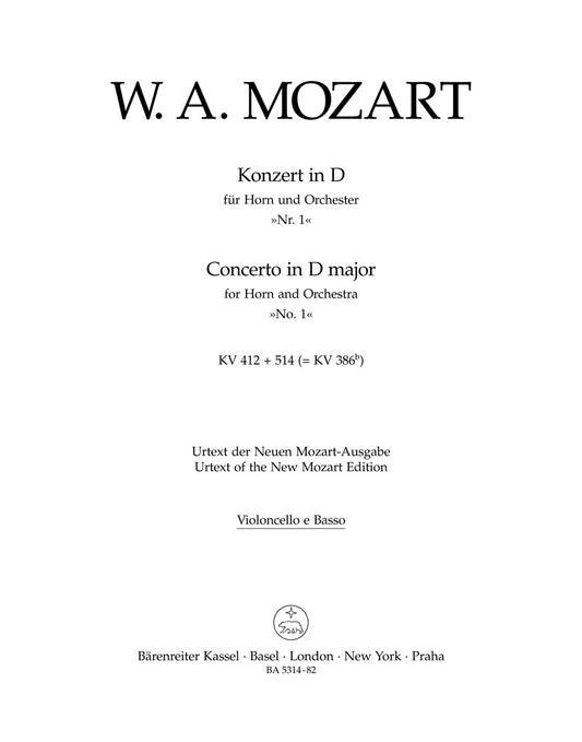 Concerto For Horn And Orchestra No. 1 In D Major K. 412 + 514 (386B)