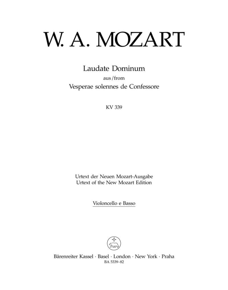 Mozart - Laudate Dominum K 339 Cello and Double Bass Part