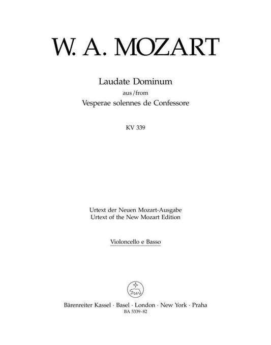 Mozart - Laudate Dominum K 339 Cello and Double Bass Part