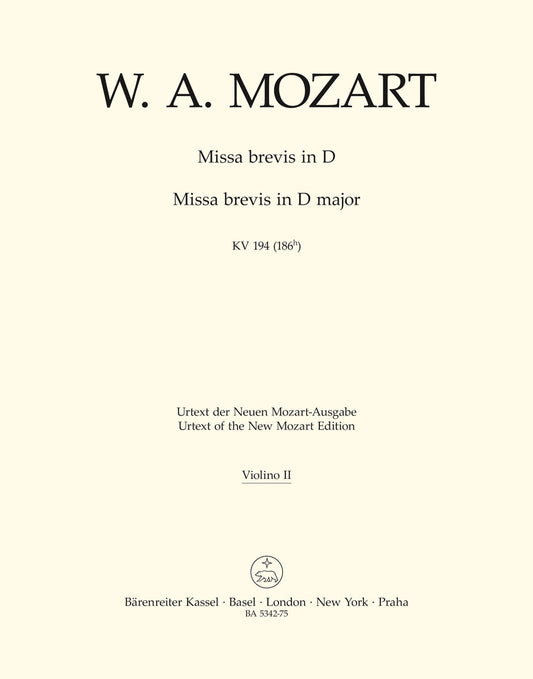 Missa Brevis In D Major K. 194 (186H)